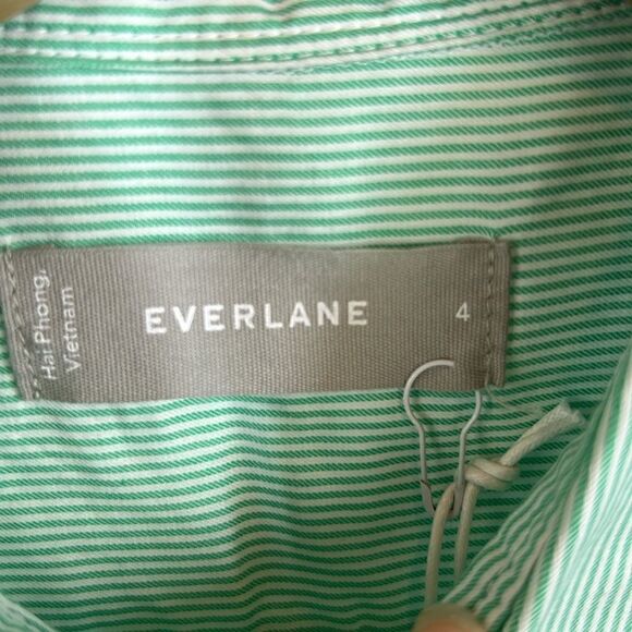 NWT Everlane Mint White Stripped Button Up Dress Shirt - Picture 6 of 7